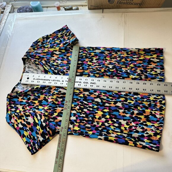 Rafaella Studio Womens Blouse Multicolor Abstract Short Sleeve V Neck Top Small - Picture 4 of 6